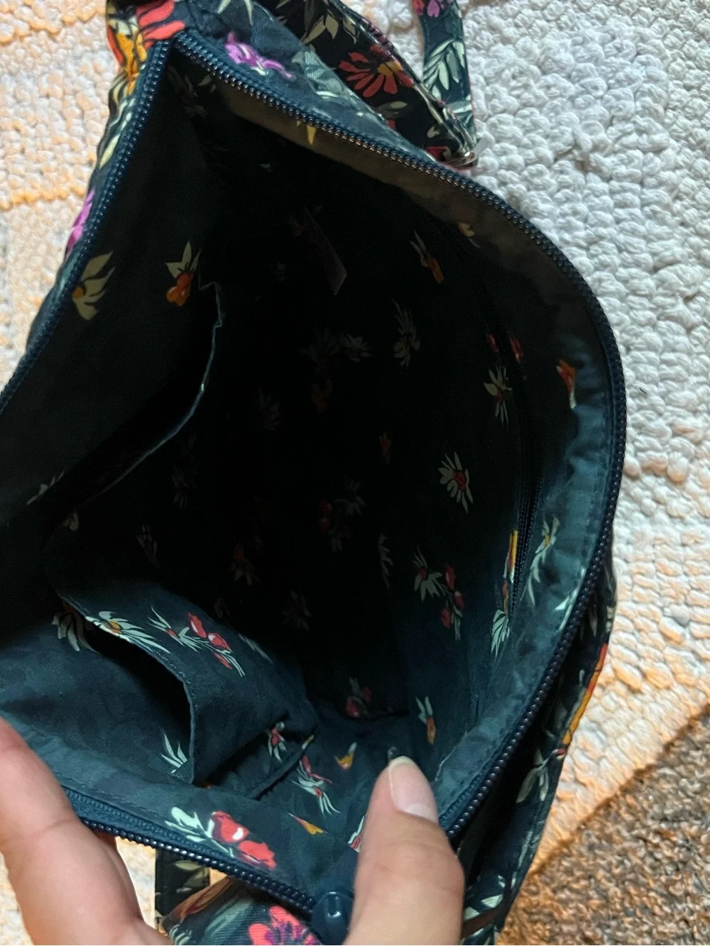 Vera Bradley Black Quilted Floral Crossbody with Pink & Yellow Flowers